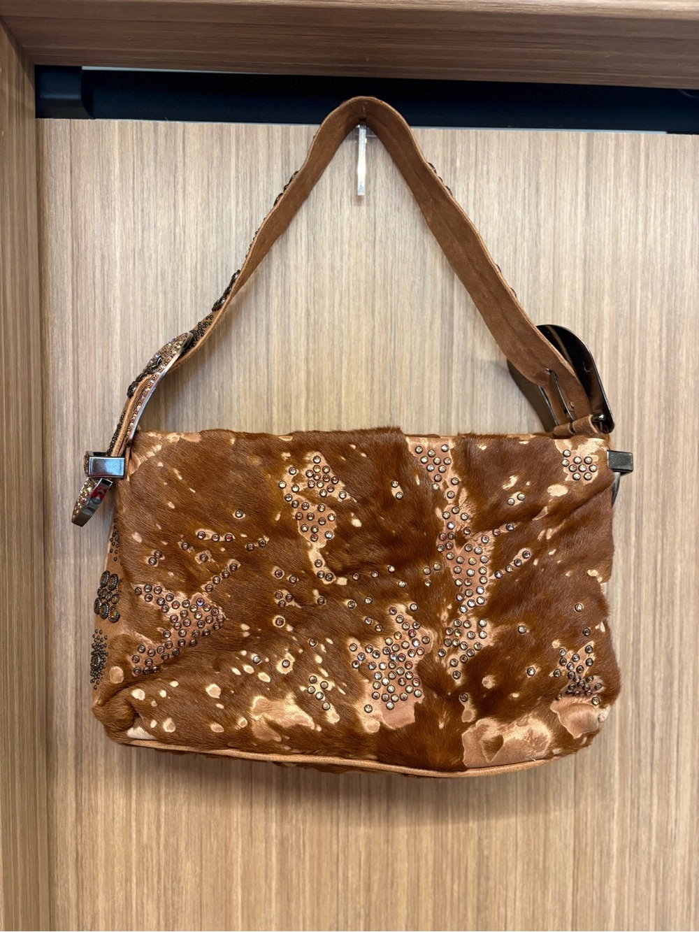 Kippys Leather Hide Swarovski Crystal Shoulder Bag